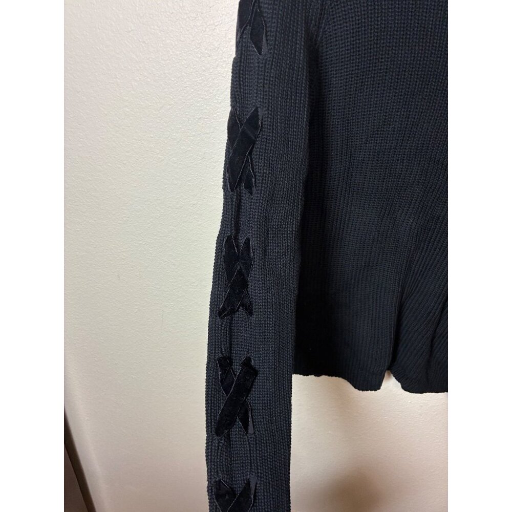 Lauren Ralph Lauren Green Label Knit Sweater Boho Winter Black Size Medium - Picture 5 of 6